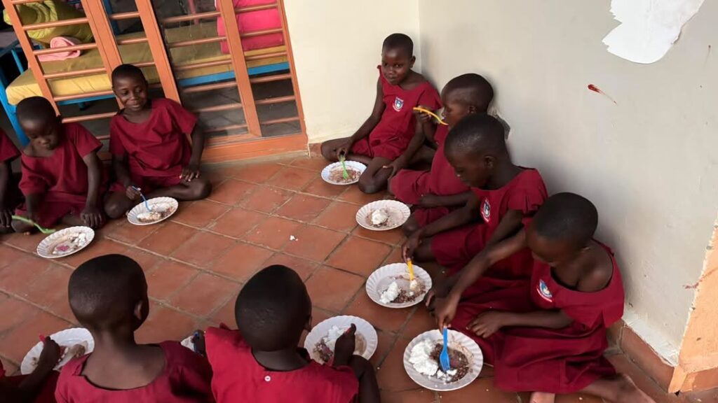 boarding school students having their lunch